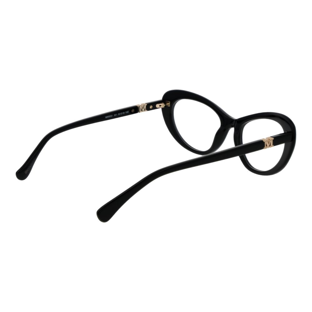 Max Mara Black Plastic Glasses (Frames) with full-rim butterfly style, size 52-18-140, including branded case, for women.