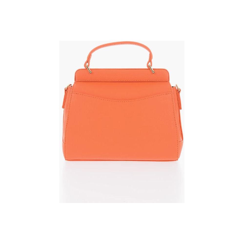 Moschino Moschino LOVE Faux Leather Mini Bag with Maxi Golden Plaque MOP483370GD 1728,74866327712,Bags,Moschino,New with tags,Orange,Tote Bags - Women - Bags,Women,Women - Bags