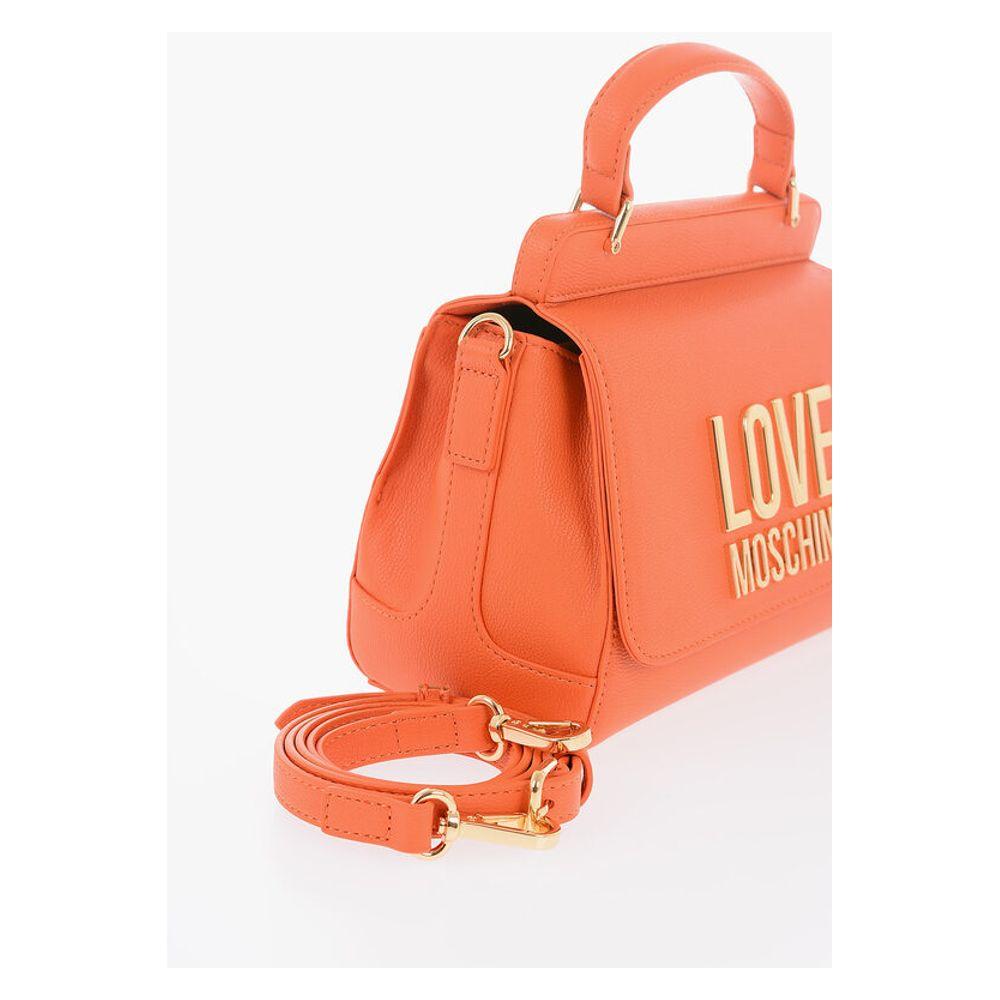 Moschino Moschino LOVE Faux Leather Mini Bag with Maxi Golden Plaque MOP483370GD 1728,74866327712,Bags,Moschino,New with tags,Orange,Tote Bags - Women - Bags,Women,Women - Bags