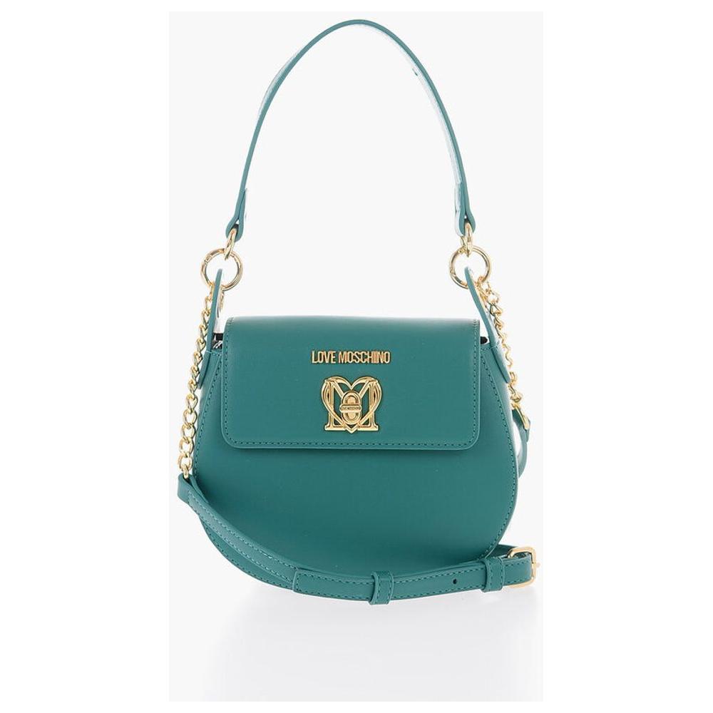Moschino Moschino LOVE Faux Leather Saddle Bag with Turn Lock Closure MOP490449GD 1728,74866327712,Bags,Green,Moschino,New with tags,Shoulder Bags - Women - Bags,Women,Women - Bags
