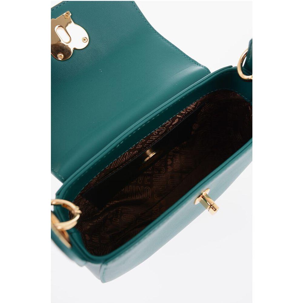 Moschino Moschino LOVE Faux Leather Saddle Bag with Turn Lock Closure MOP490449GD 1728,74866327712,Bags,Green,Moschino,New with tags,Shoulder Bags - Women - Bags,Women,Women - Bags