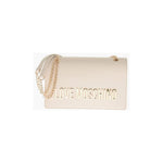Moschino Moschino LOVE Faux Leather Shoulder Bag with Golden Lettering-Logo MOP554739GD 1728,74866327712,Bags,Beige,Moschino,New with tags,Shoulder Bags - Women - Bags,Women,Women - Bags