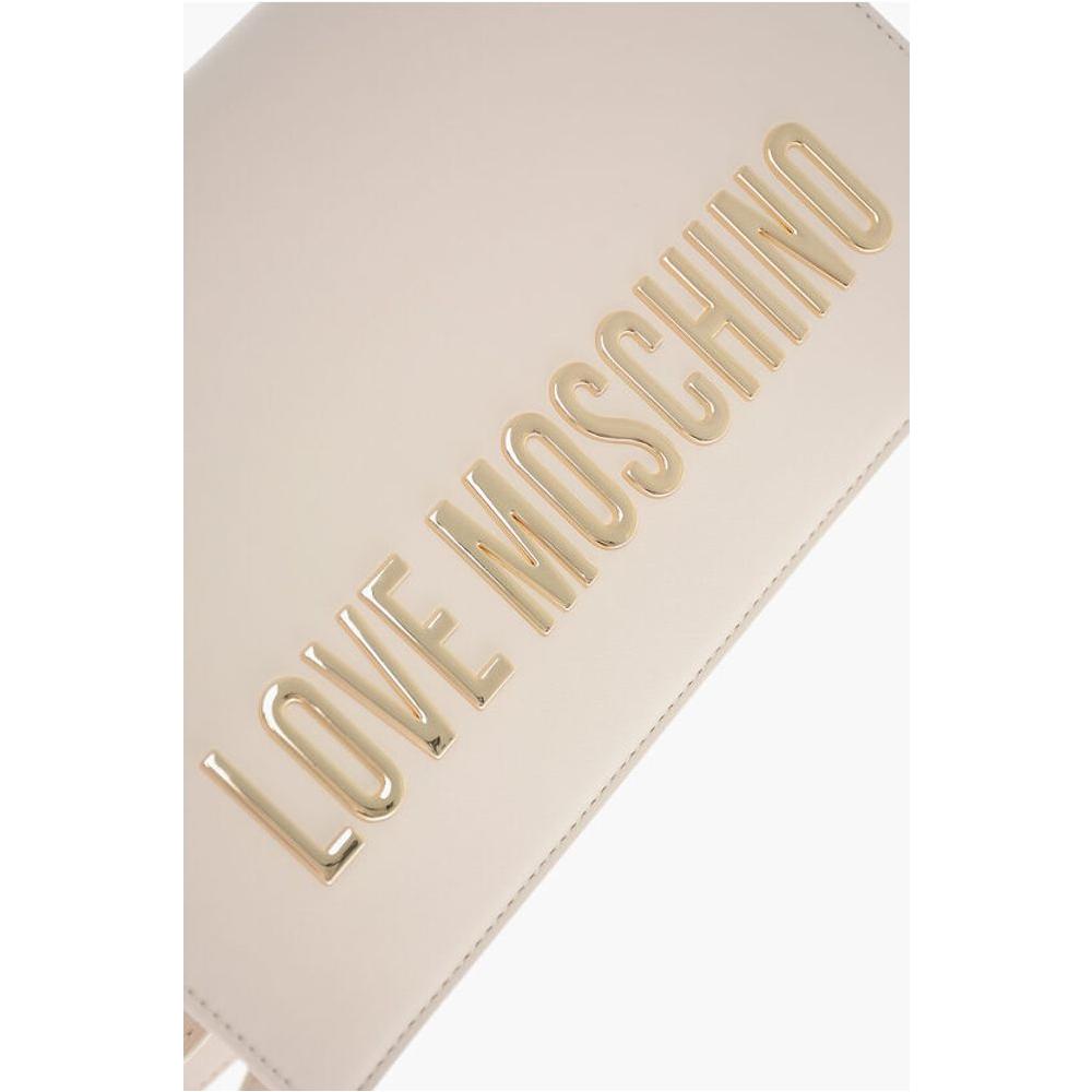 Moschino Moschino LOVE Faux Leather Shoulder Bag with Golden Lettering-Logo MOP554739GD 1728,74866327712,Bags,Beige,Moschino,New with tags,Shoulder Bags - Women - Bags,Women,Women - Bags