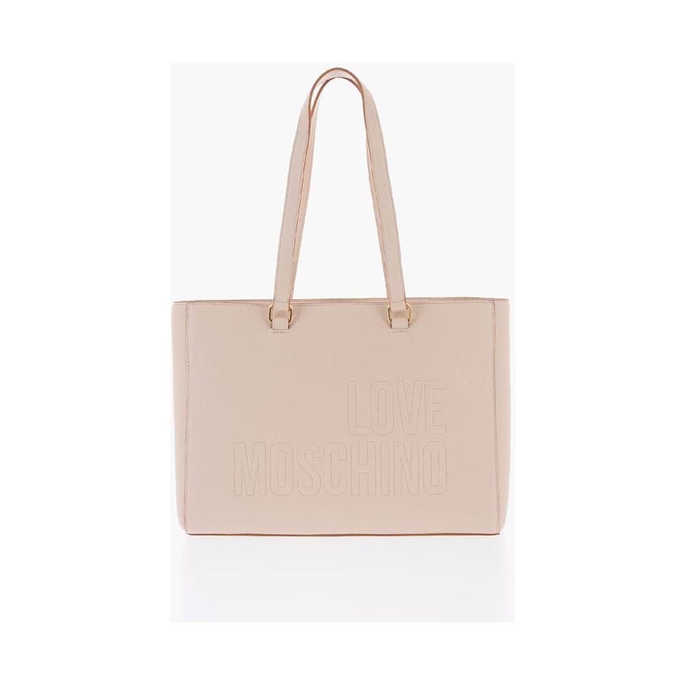 Moschino Moschino LOVE Faux Leather Tote Bag with Golden Details MOP490726GD 1728,74866327712,Bags,Beige,Moschino,New with tags,Shoulder Bags - Women - Bags,Women,Women - Bags