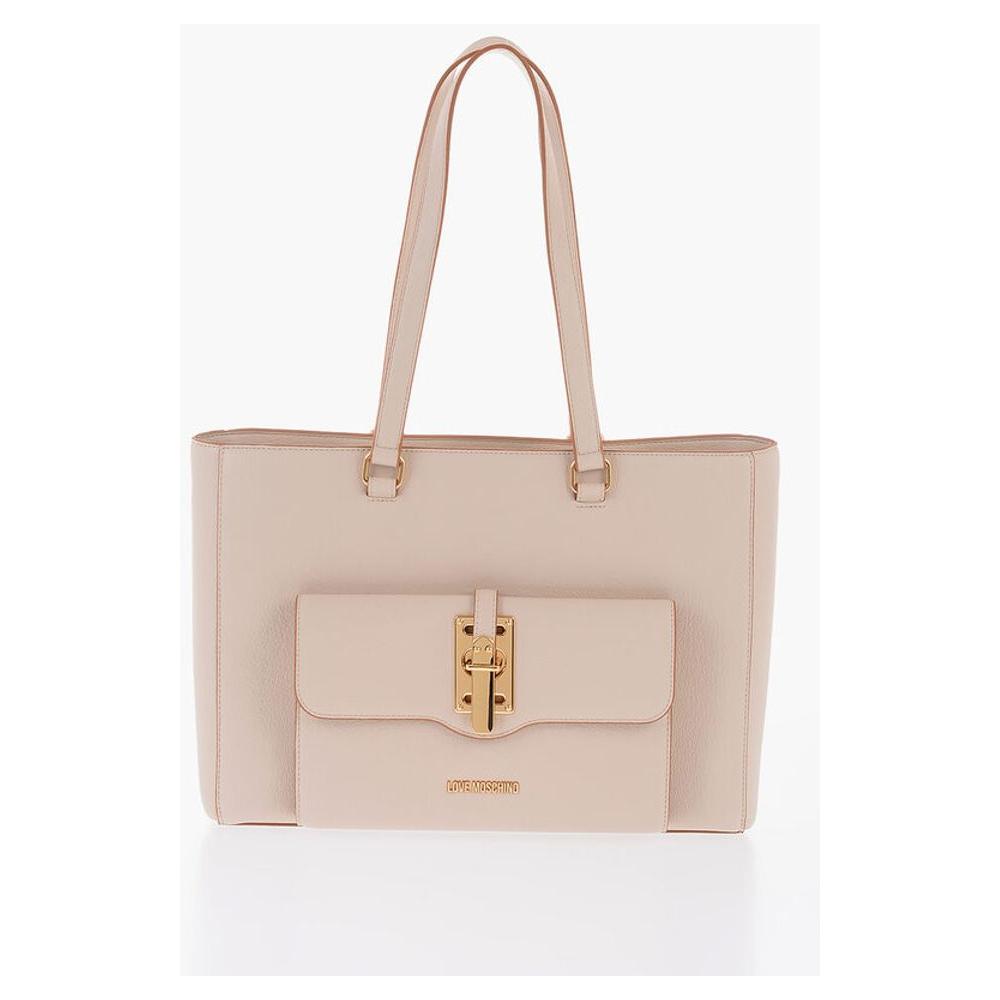 Moschino Moschino LOVE Faux Leather Tote Bag with Golden Details MOP490726GD 1728,74866327712,Bags,Beige,Moschino,New with tags,Shoulder Bags - Women - Bags,Women,Women - Bags