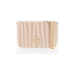 Moschino Moschino LOVE Pleated Faux Leather Shoulder Bag with Golden Chain MOP483333GD 1728,74866327712,Bags,Beige,Moschino,New with tags,Shoulder Bags - Women - Bags,Women,Women - Bags