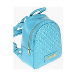 Moschino Moschino LOVE Quilted Laminated Faux Leather Backpack MOP537879GD 1728,74866327712,Backpacks - Women - Bags,Bags,Blue,Moschino,New with tags,Women,Women - Bags