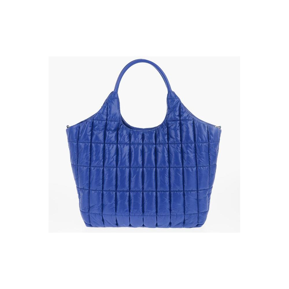 Moschino Moschino LOVE Quilted Nylon Tote Bag with Faux Leather Trims MOP537843GD 1728,74866327712,Bags,Blue,Moschino,New with tags,Tote Bags - Women - Bags,Women,Women - Bags