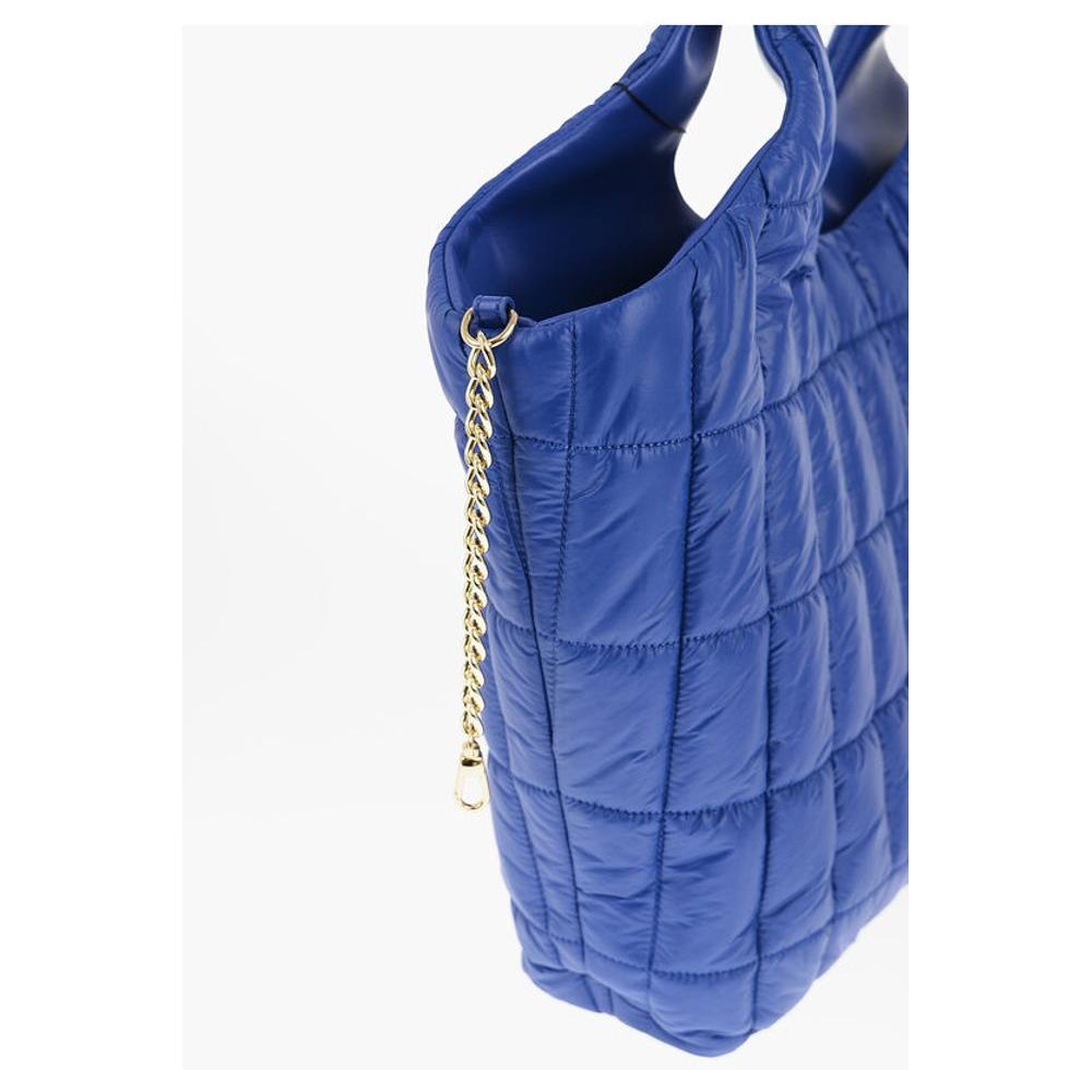 Moschino Moschino LOVE Quilted Nylon Tote Bag with Faux Leather Trims MOP537843GD 1728,74866327712,Bags,Blue,Moschino,New with tags,Tote Bags - Women - Bags,Women,Women - Bags