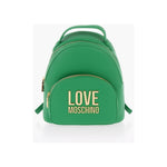 Moschino Moschino LOVE Solid Color Faux Leather Backpack with Golden Logo MOP483361GD 1728,74866327712,Backpacks - Women - Bags,Bags,Green,Moschino,New with tags,Women,Women - Bags
