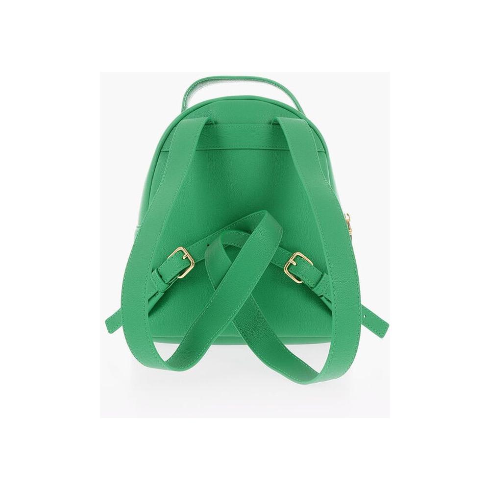 Moschino Moschino LOVE Solid Color Faux Leather Backpack with Golden Logo MOP483361GD 1728,74866327712,Backpacks - Women - Bags,Bags,Green,Moschino,New with tags,Women,Women - Bags