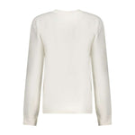 Back view of North Sails white cotton women's sweater with long sleeves and crew neck, casual and sophisticated style, made in CN.