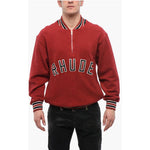 Rhude Rhude Terry-Cotton Varsity Sweatshirt with Half Zip RH-P628777-S 1728,74866327712,Clothing,Men,Men - Clothing,New with tags,Red,Rhude,S,Sweaters - Men - Clothing
