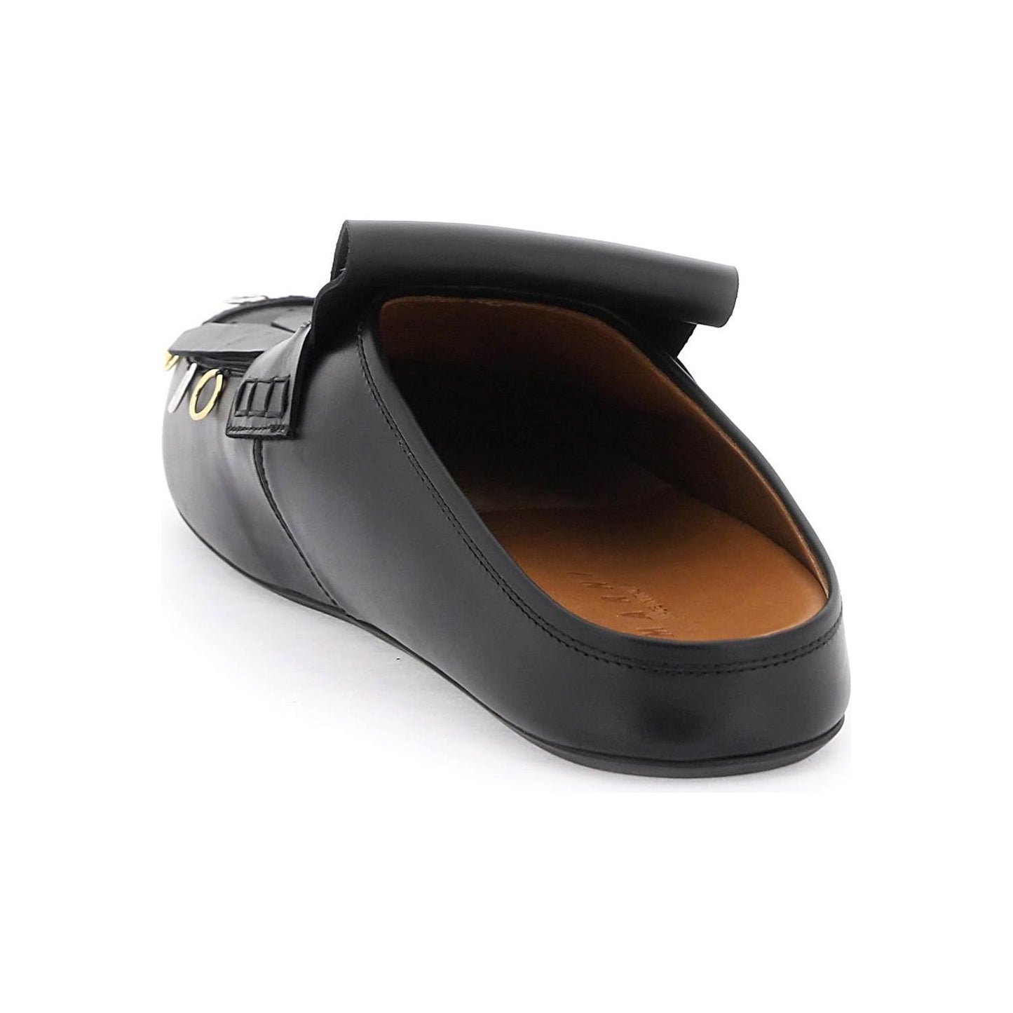 Marni leather clogs with bangs and piercings Sandals Marni Dark Slate Gray