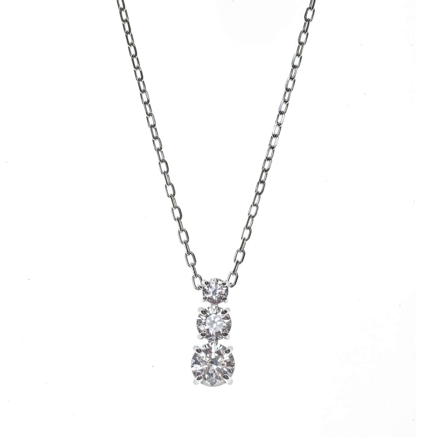 SWAROVSKI Mod. 5414970 pendant necklace, rhodium plated, symbolizes eternal love, Attract Trilogy Collection with round cut white crystals.