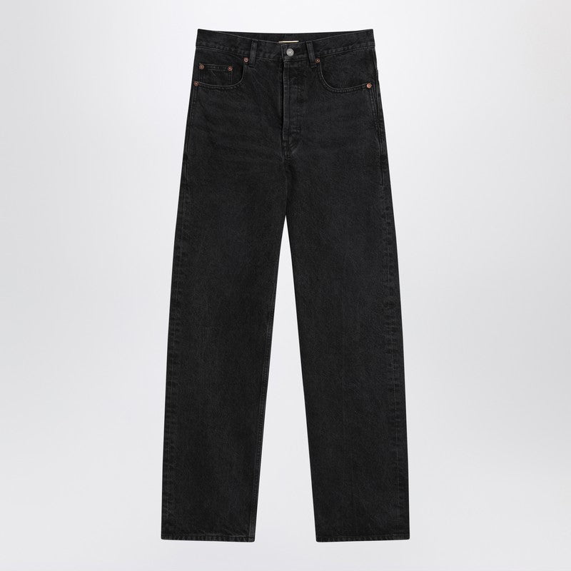 Saint Laurent Black Carrot-Fit jeans with a washed effect