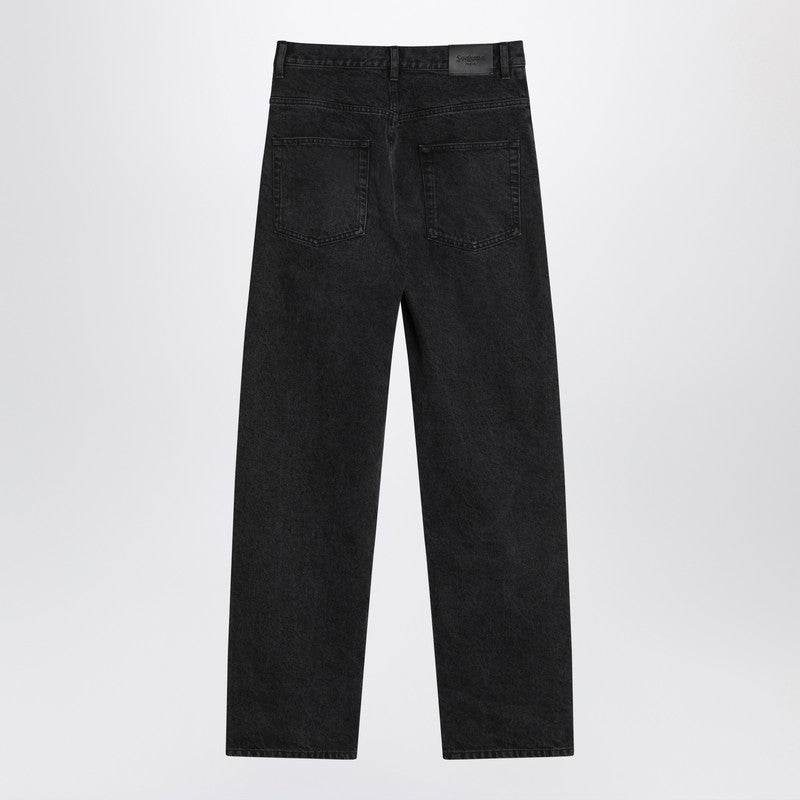 Saint Laurent Black Carrot-Fit jeans with a washed effect