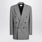 Saint Laurent Light grey double-breasted jacket in wool