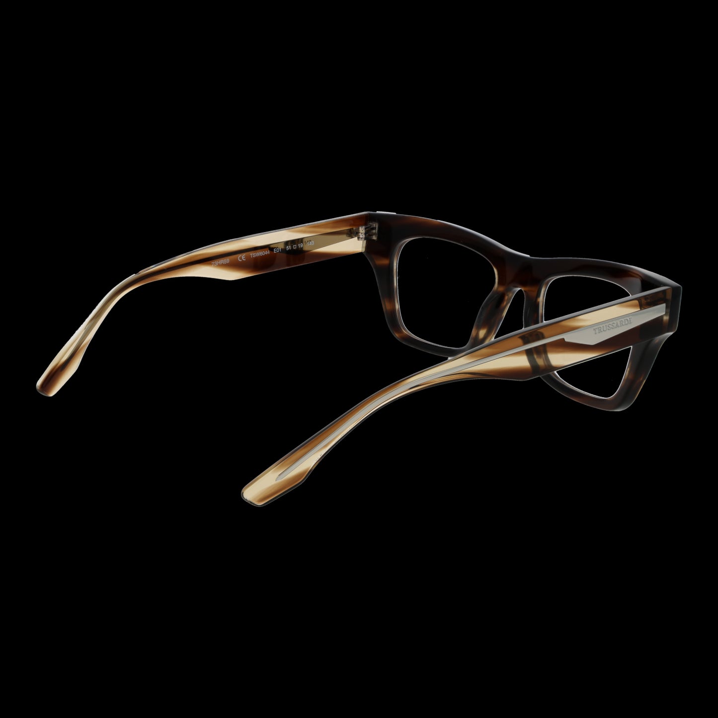 TRUSSARDI MOD. TSW6044 51E01 lady's eyewear with tortoiseshell pattern, angled view.