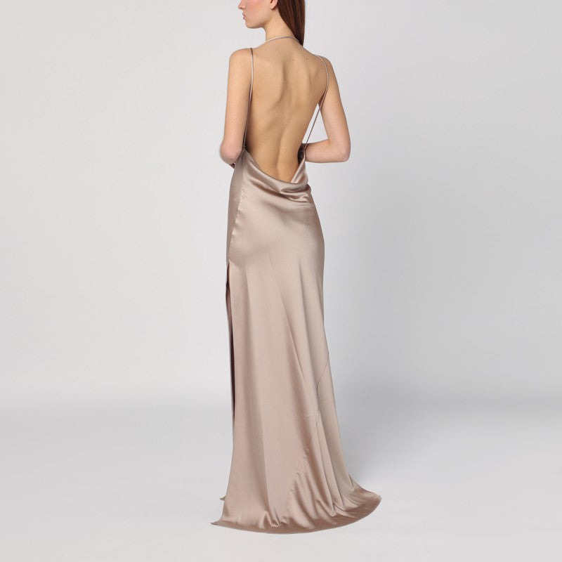 THE ANDAMANE Greige dress with open back