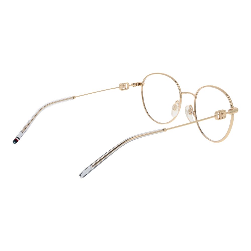Tommy Hilfiger Gold Metal Glasses (Frames) for women, full-rim panto style with gold metal frame. Includes branded case.