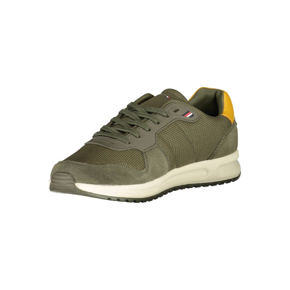 Tommy Hilfiger Green Polyester Sneaker with laces, contrast details, and logo emblem on side.