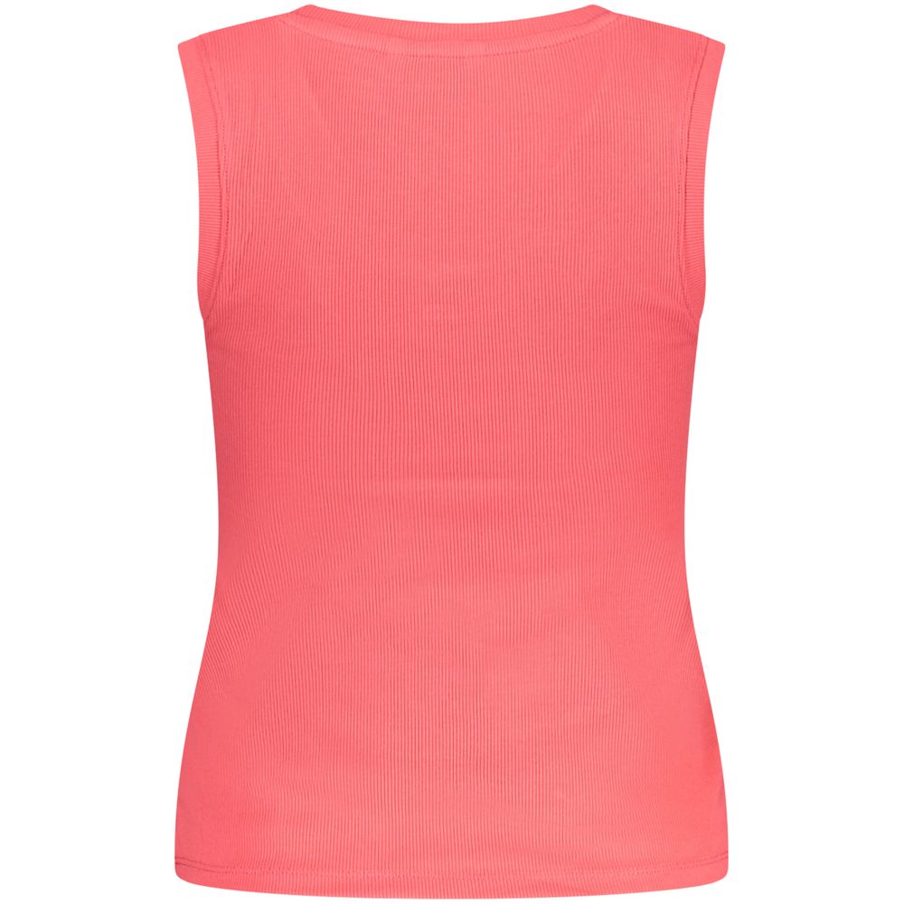 Tommy Hilfiger Pink Cotton Tank Top with wide neckline and logo embroidery, made from 95% regenerative cotton.