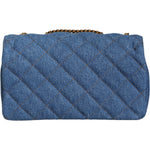 Versace Blue Quilted Denim Leather Crossbody Shoulder Bag Versace Dark Slate Blue