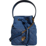 Versace Versace Blue Quilted Denim Leather Crossbody Shoulder Bag BAG1602 1728,Blue,CO60% VI40%,Crossbody Bags - Women - Bags,Material: VL100%,New with tags,Versace,Women