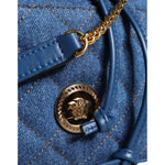 Versace Versace Blue Quilted Denim Leather Crossbody Shoulder Bag BAG1602 1728,Blue,CO60% VI40%,Crossbody Bags - Women - Bags,Material: VL100%,New with tags,Versace,Women