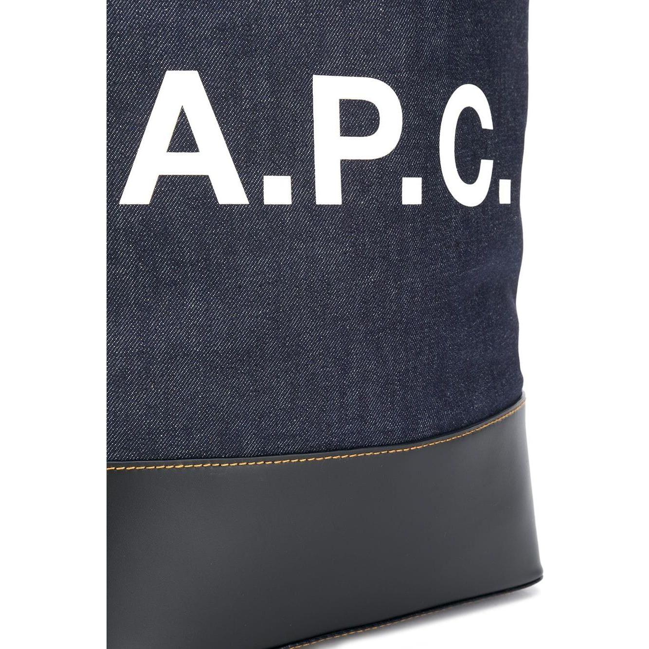 A.P.C. logo print denim tote