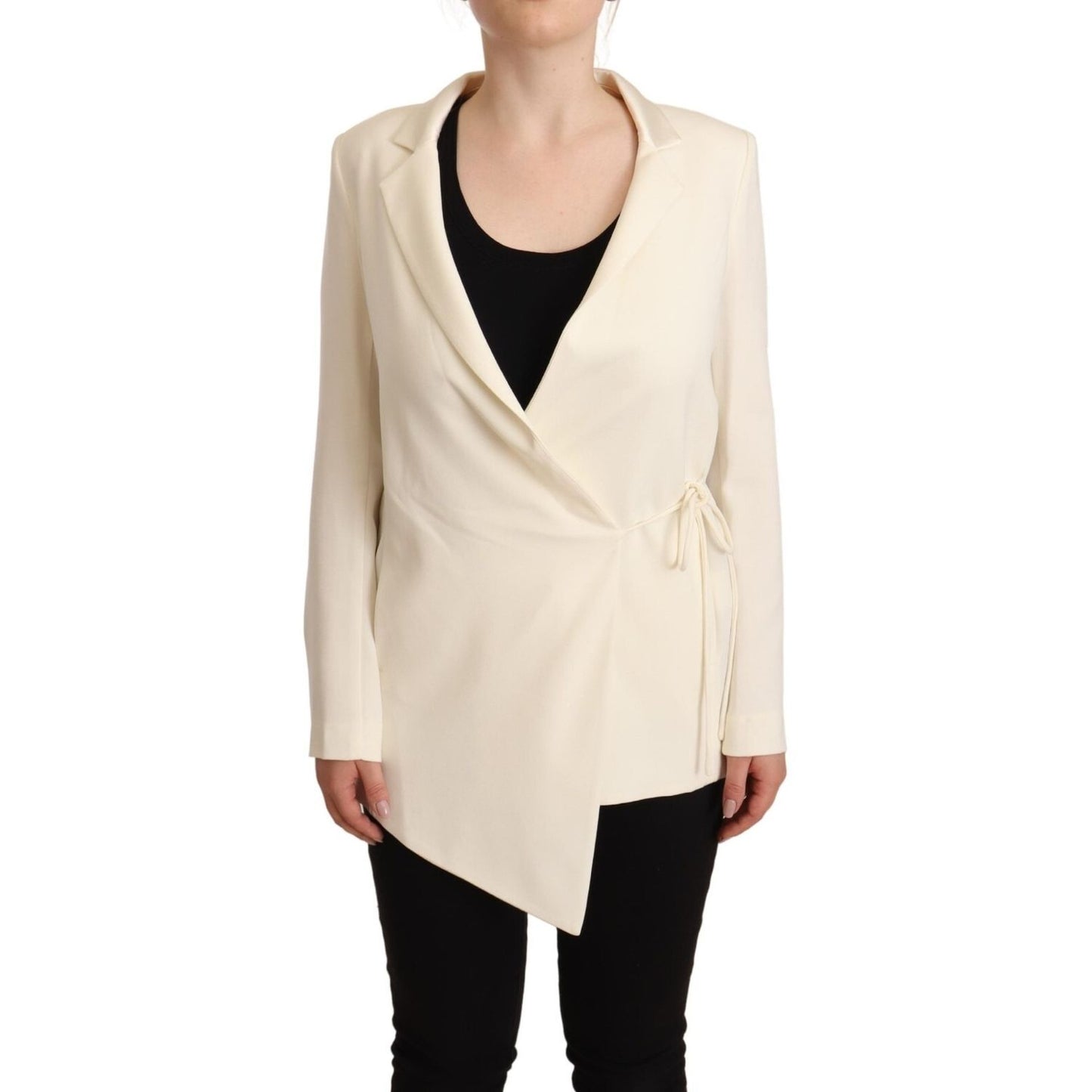 Patrizia Pepe Wrap Off White Long Sleeves Viscose Blazer Jacket