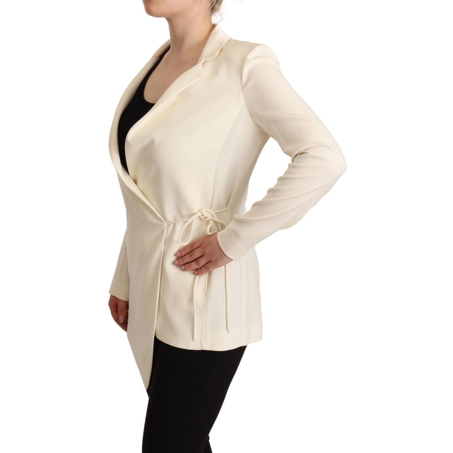 Patrizia Pepe Wrap Off White Long Sleeves Viscose Blazer Jacket