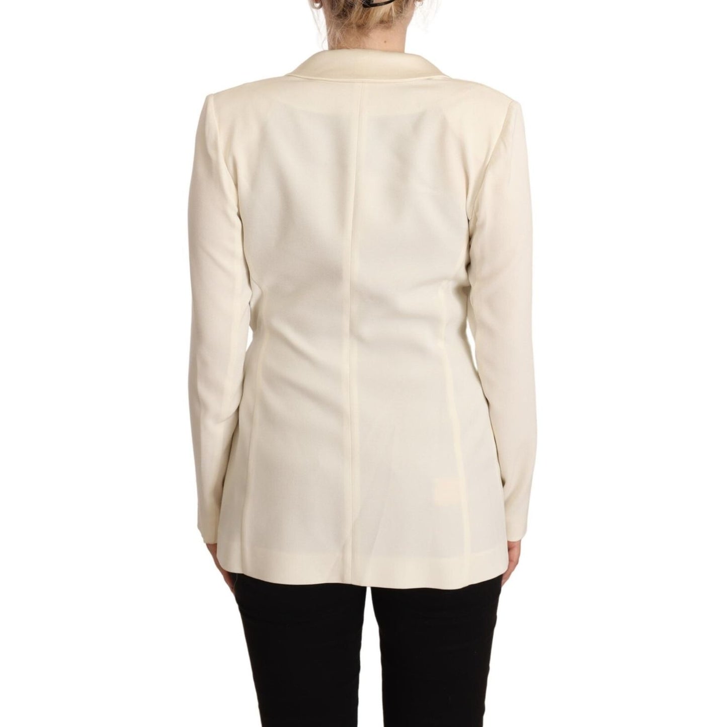 Patrizia Pepe Wrap Off White Long Sleeves Viscose Blazer Jacket