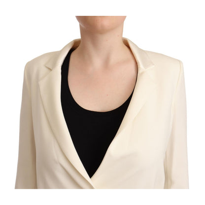Patrizia Pepe Wrap Off White Long Sleeves Viscose Blazer Jacket