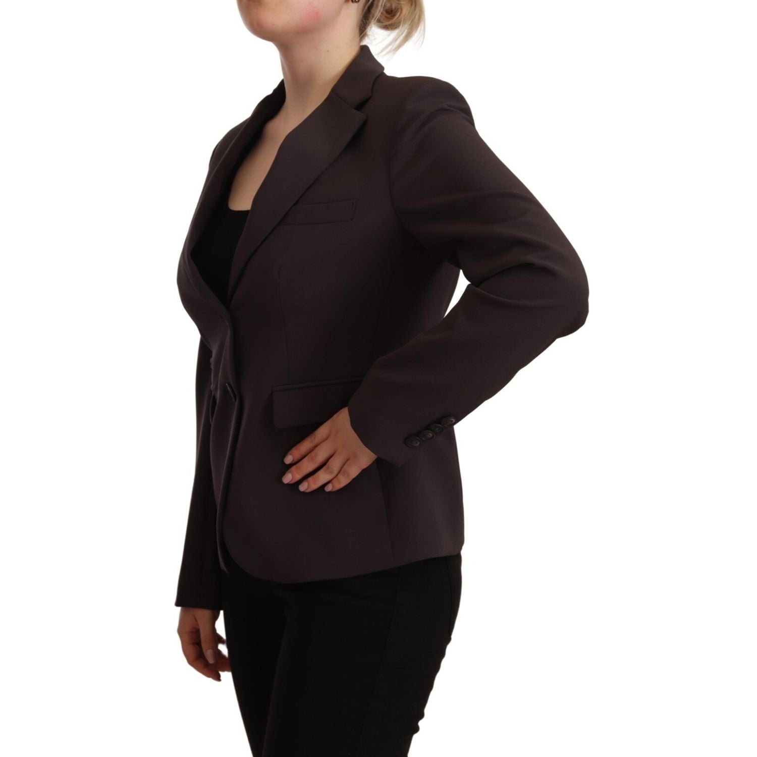 F.IT Brown Long Sleeve Single Breasted Women Jacket Blazer