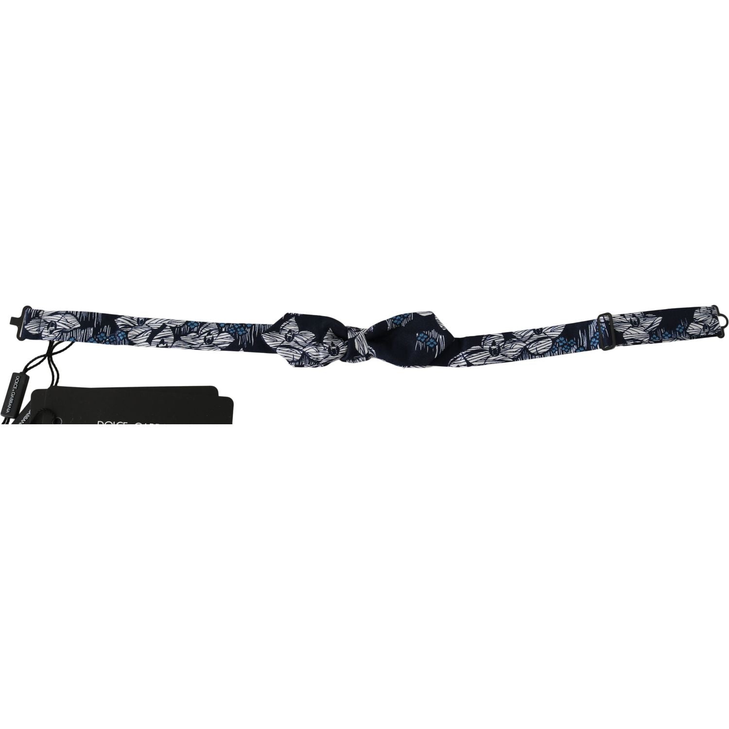 Dolce & Gabbana Navy Blue Floral Slim Adjustable Neck Papillon Men  Bow Tie