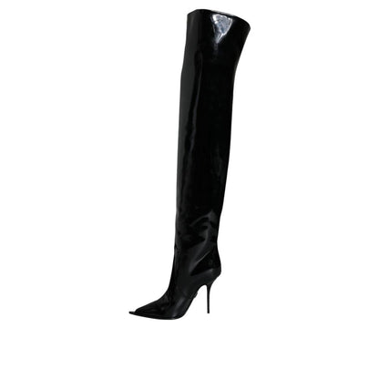 Dolce & Gabbana Black Leather Over The Knee