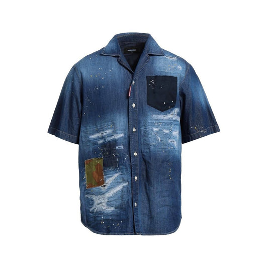 Dsquared² Blue Denim Shirt 1728,75611013280,Blue,Clothing,Denim - Shirts - Clothing,Dsquared²,IT50 | L,Men,New with tags,Shirts - Clothing