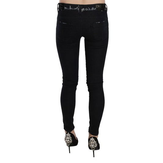 Costume National Black Low Waist Zipper Leg Skinny Denim Jeans