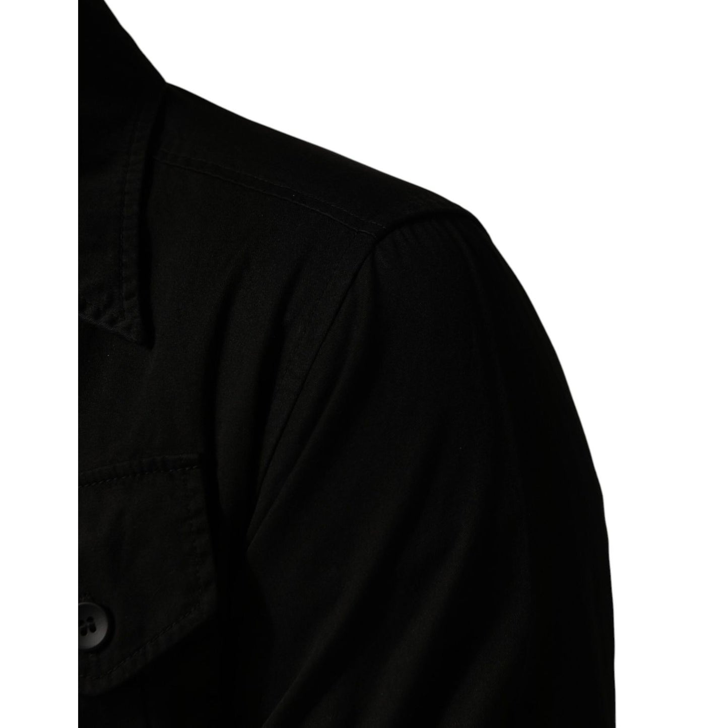 Dolce & Gabbana Black Cotton Collared Men Button Down Shirt
