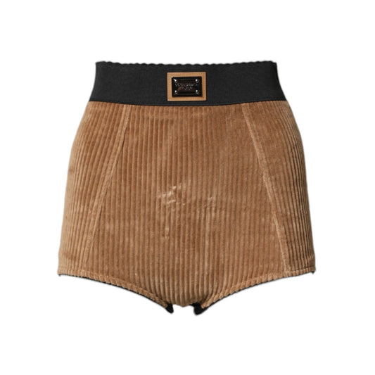 Dolce & Gabbana Brown Cotton High Waisted Hot Pants Shorts