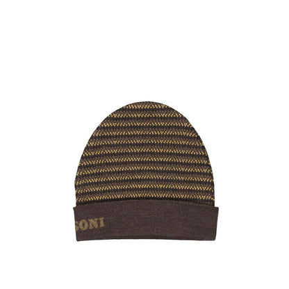 Missoni Brown Wool Beanie 1728,75611013280,Accessories,Beanie - Hats - Accessories,Brown,Hats - Accessories,Men,Missoni,New with tags,UNI