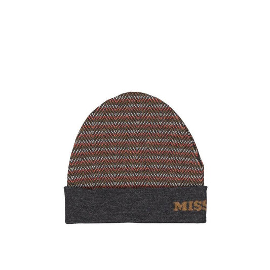 Missoni Gray Wool Beanie 1728,75611013280,Accessories,Beanie - Hats - Accessories,Gray,Hats - Accessories,Men,Missoni,New with tags,UNI