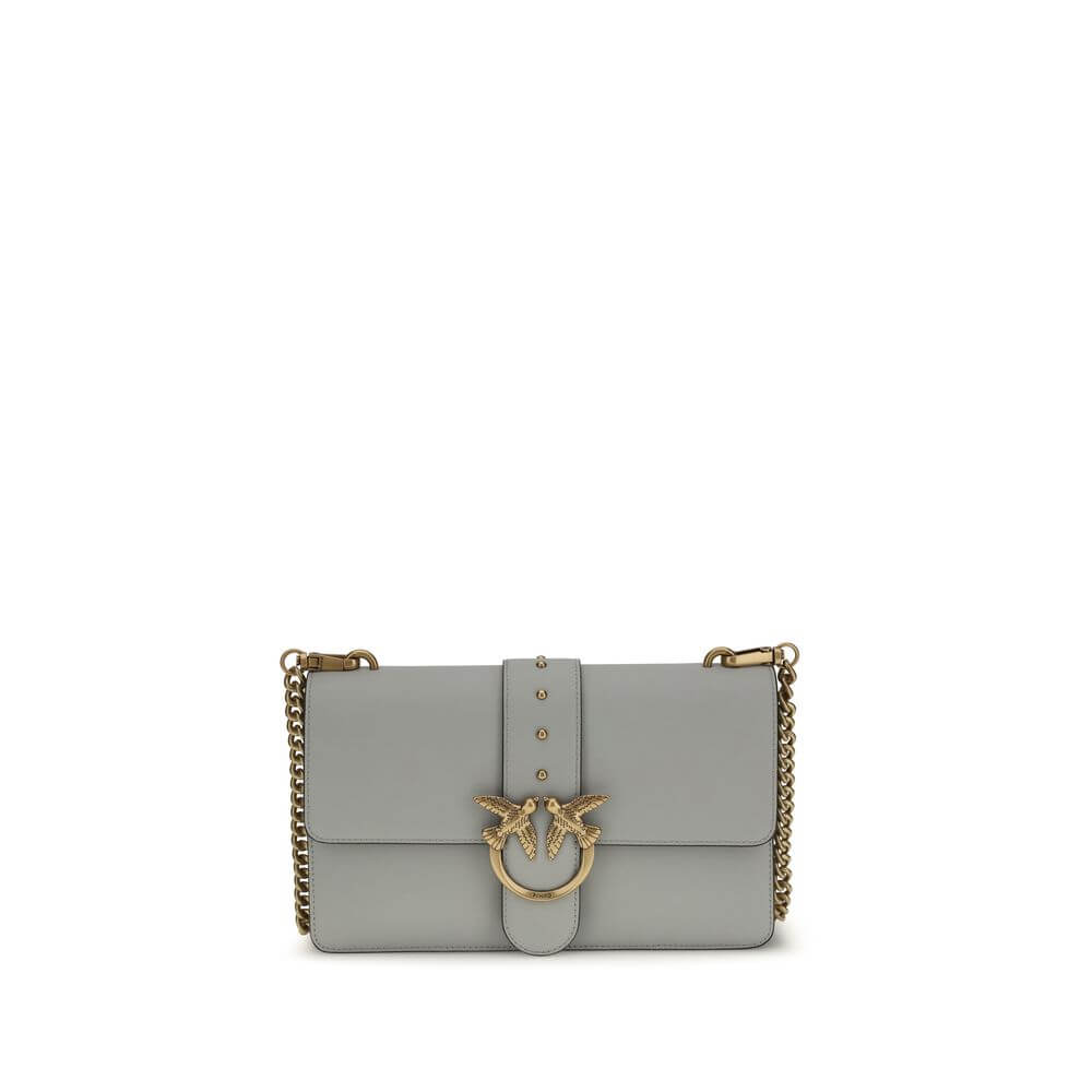 PINKO Gray Calf Leather Bos Taurus Shoulder Bag 1728,72470364320,Bags,Gray,New with tags,PINKO,Shoulder Bags - Bags,Women