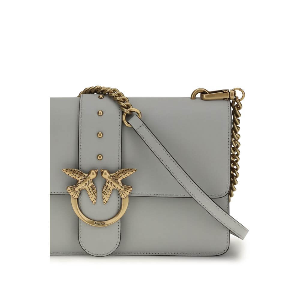 PINKO Gray Calf Leather Bos Taurus Shoulder Bag 1728,72470364320,Bags,Gray,New with tags,PINKO,Shoulder Bags - Bags,Women