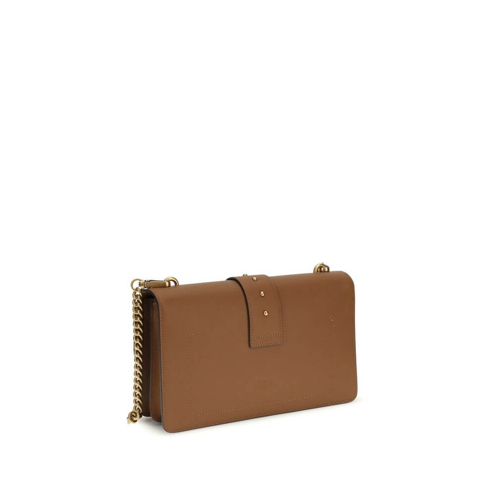 PINKO Brown Calf Leather Bos Taurus Shoulder Bag