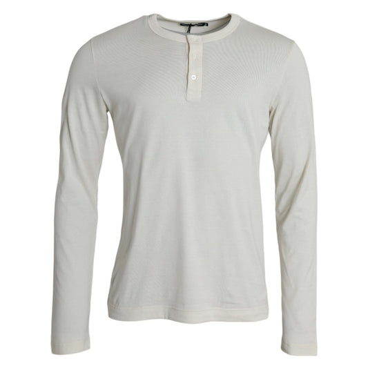 Dolce & Gabbana White Cotton Long Sleeve T-Shirt