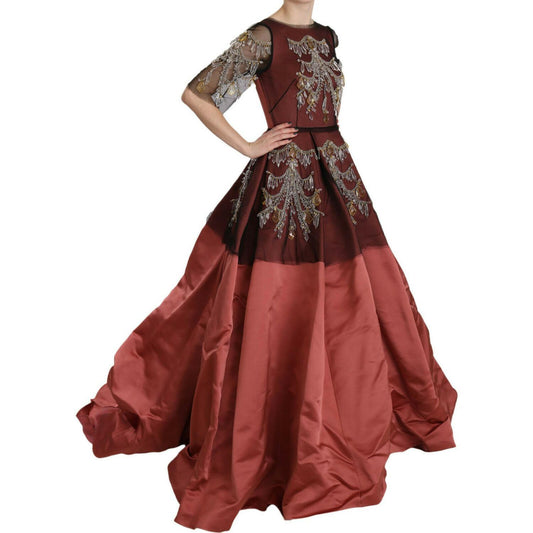 Dolce & Gabbana Dolce & Gabbana Elegant Crystal Embellished Silk Gown DR1680-40 1728,67345645728,Clothing,Dolce & Gabbana,Dresses - Women - Clothing,IT40|S,Material: 90% Silk 10% Nylon,New with tags,Pink,Women,Women - Clothing