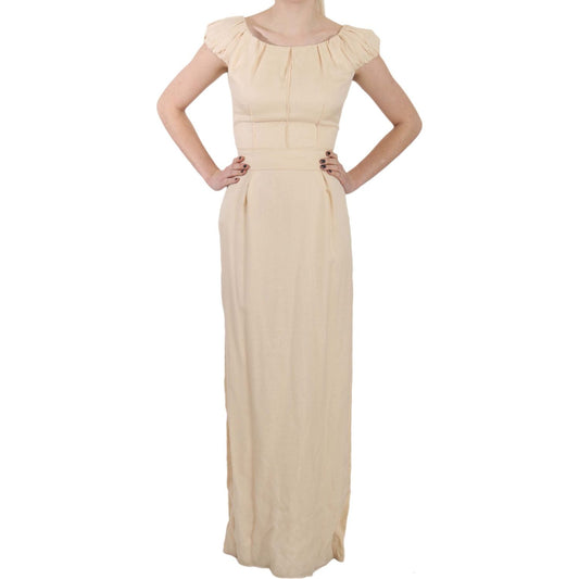 Dolce & Gabbana Silk Column Garterized Sleeve Gown Dresses Dolce & Gabbana Gray
